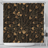 Gold Peacock Feather Pattern Shower Curtain Fulfilled In US