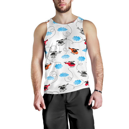 Watercolor helicopter cloud pattern Men Tank Top