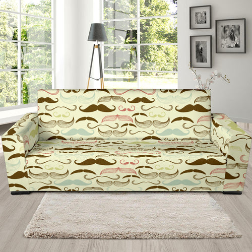 Mustache Beard Pattern Print Design 01 Sofa Slipcover