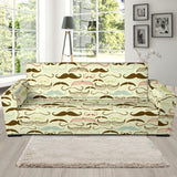 Mustache Beard Pattern Print Design 01 Sofa Slipcover