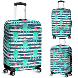 Cute Octopuses Heart Striped Background Luggage Covers