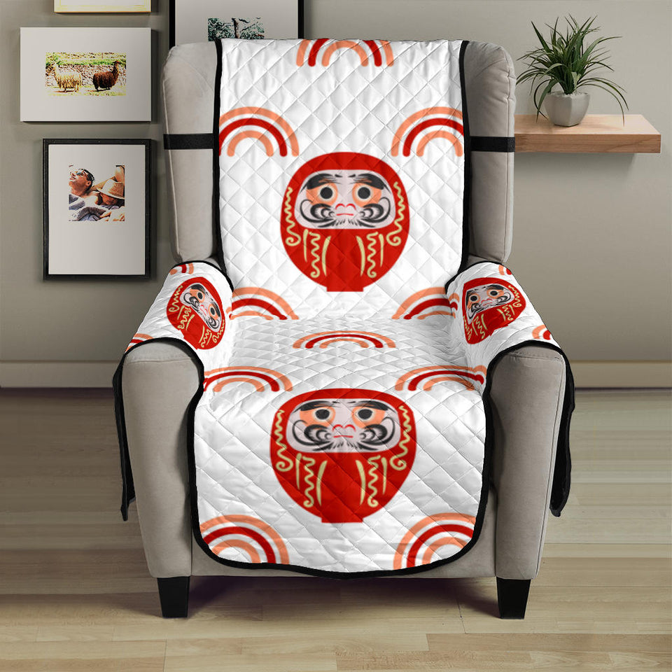 Daruma japanese wooden doll design pattern Chair Cover Protector