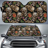 Skull Rose Humming Bird Flower Pattern Car Sun Shade