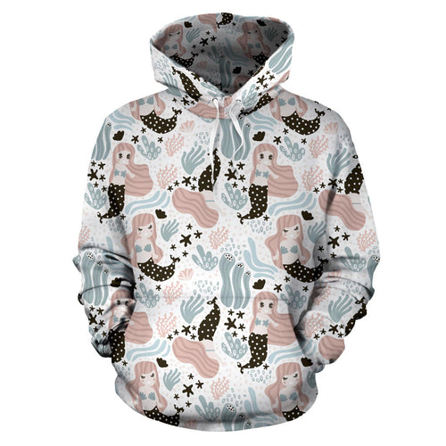 Cute Mermaid Pattern Men Women Pullover Hoodie