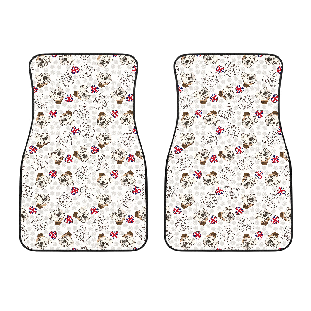 English Bulldog Pattern Print Design 01 Front Car Mats