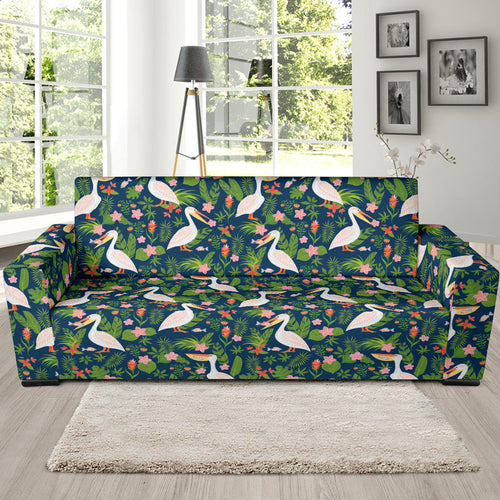 Pelican Pattern Print Design 05  Sofa Slipcover