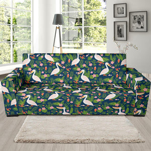 Pelican Pattern Print Design 05  Sofa Slipcover