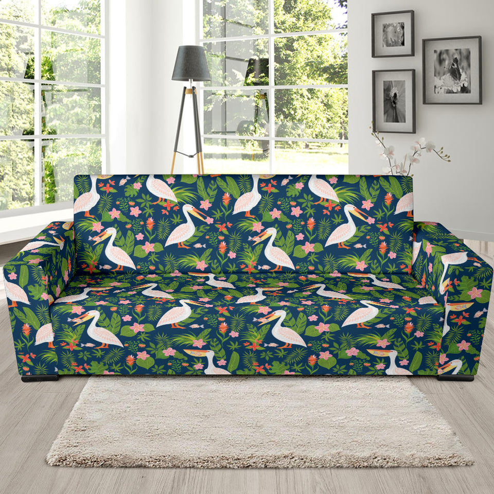 Pelican Pattern Print Design 05  Sofa Slipcover