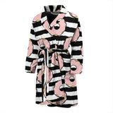 Donuts Pink Icing Striped Pattern Men'S Bathrobe