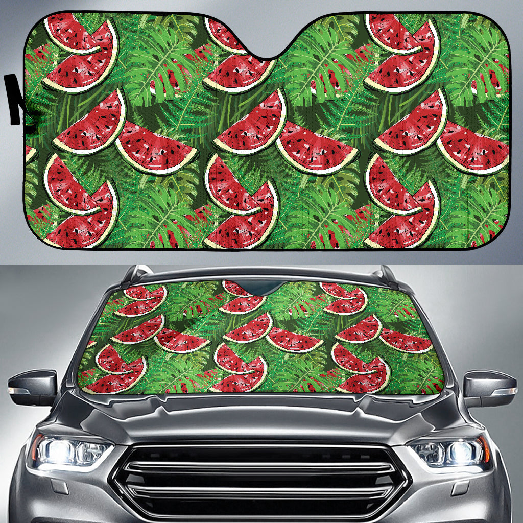 Watermelons Tropical Palm Leaves Pattern Background Car Sun Shade