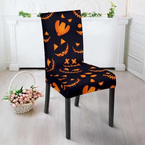 Halloween Pattern Pumpkin Background Dining Chair Slipcover