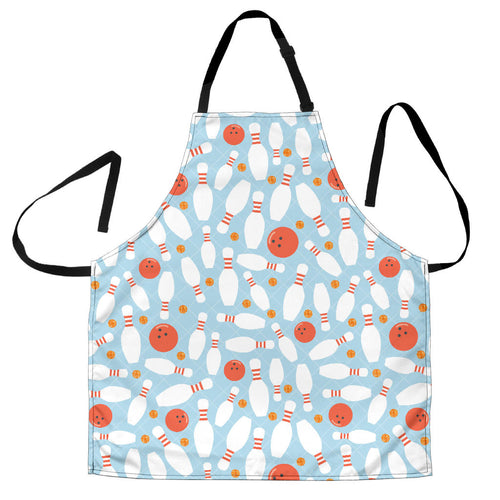 Bowling Ball Bowling Pins Blue Blackground Adjustable Apron
