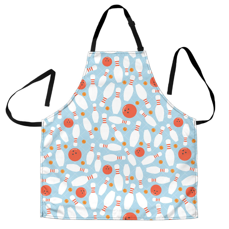 Bowling Ball Bowling Pins Blue Blackground Adjustable Apron