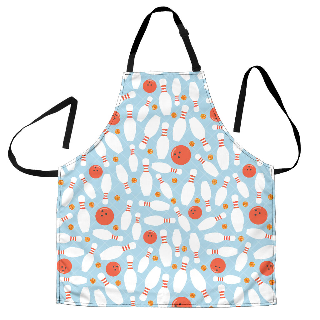 Bowling Ball Bowling Pins Blue Blackground Adjustable Apron