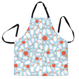 Bowling Ball Bowling Pins Blue Blackground Adjustable Apron