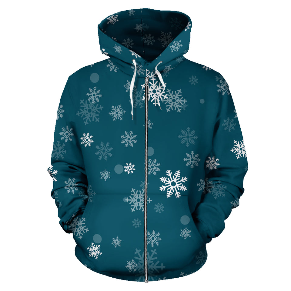 Snowflake Pattern Dark Background Zip Up Hoodie