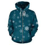 Snowflake Pattern Dark Background Zip Up Hoodie