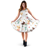 Cute Chihuahua Puppie Pattern Sleeveless Midi Dress