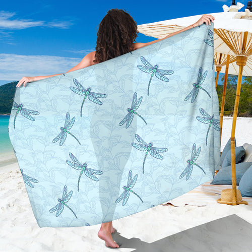 Dragonfly Pattern Blue Background Sarong