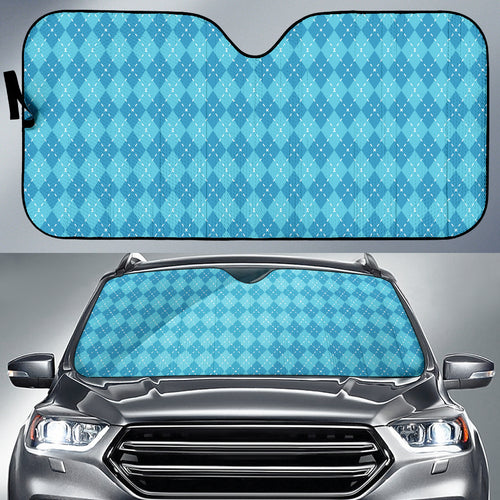 Blue Argyle Car Sun Shade Auto Sun Shade