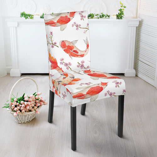 Watercolor Koi Fish Carp Fish Pattern Dining Chair Slipcover