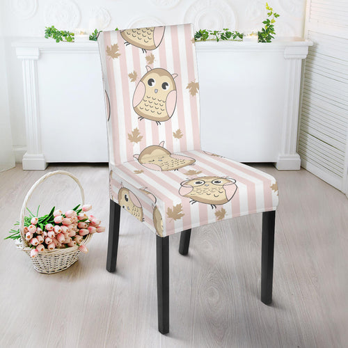 Cute Owl Leaf Dining Chair Slipcover