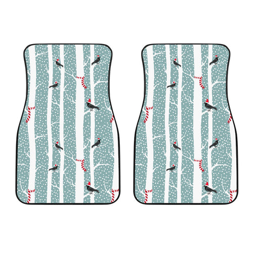 Crows Christmas Hat Scarf Front Car Mats