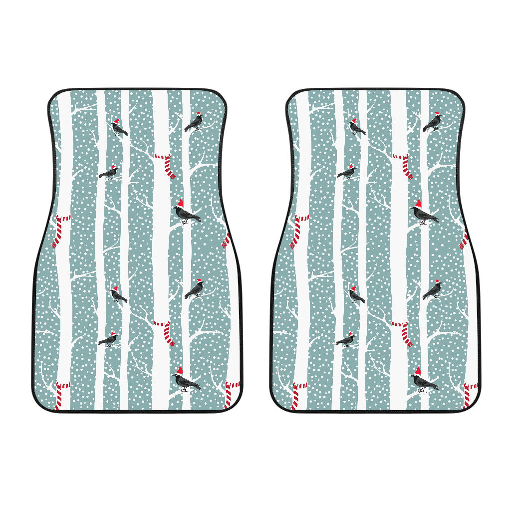 Crows Christmas Hat Scarf Front Car Mats