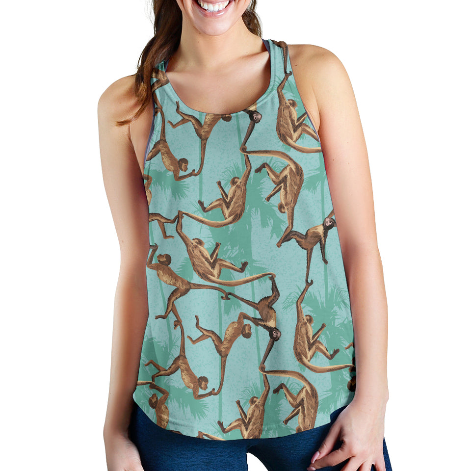 Monkey Palm tree background Women Racerback Tank Top