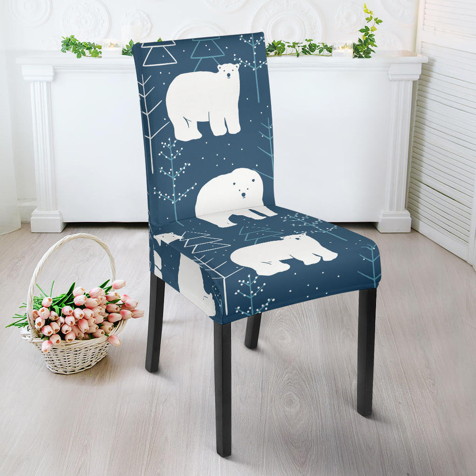 Polar Bear Mother Her Child Pattern Dining Chair Slipcover