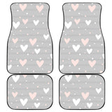 Heart Pattern Gray Background Front And Back Car Mats