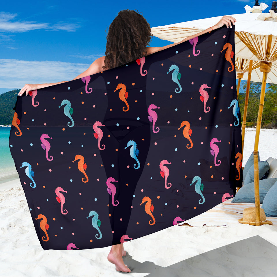 Watercolor Colorful Seahorse Pattern Sarong