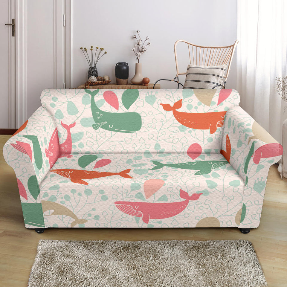 Cute Whale Pattern Loveseat Couch Slipcover