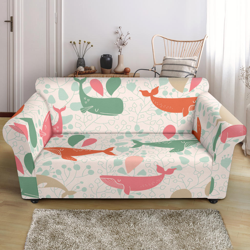 Cute Whale Pattern Loveseat Couch Slipcover