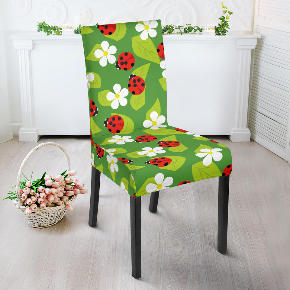 Ladybug Pattern Print Design 01 Dining Chair Slipcover