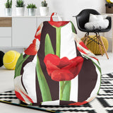 Red And White Tulips Pattern Bean Bag Cover