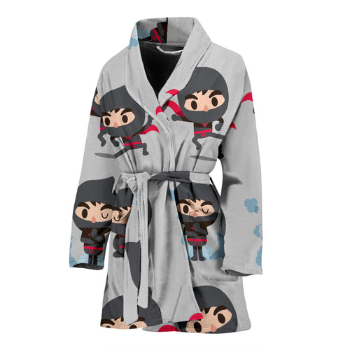 Cute Ninja Pattern Women'S Bathrobe