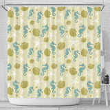 Seahorse Shell Starfish Pattern Background Shower Curtain Fulfilled In US