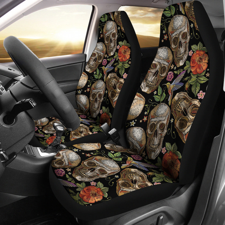 Skull Rose Humming Bird Flower Pattern  Universal Fit Car Seat Covers