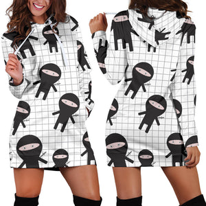 Ninja Pattern Plaid Background Women'S Hoodie Dress