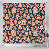 Christmas Gingerbread Cookie Pattern Shower Curtain Fulfilled In US