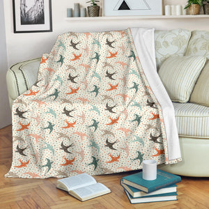 Swallow Pattern Print Design 02 Premium Blanket