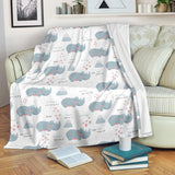 Cute Rhino Heart Pattern Premium Blanket