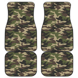 Dark Green Camo Camouflage Pattern Front And Back Car Mats