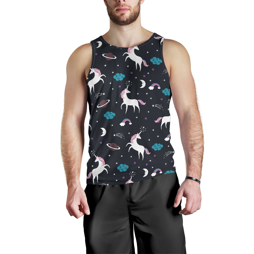 unicorn rainbows moon clound star pattern Men Tank Top