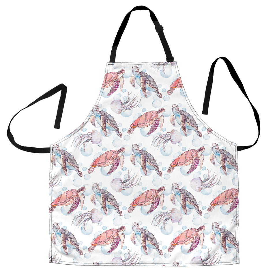 Watercolor Sea Turtle Jellyfish Pattern Adjustable Apron