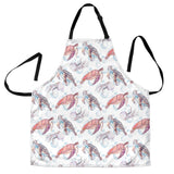 Watercolor Sea Turtle Jellyfish Pattern Adjustable Apron