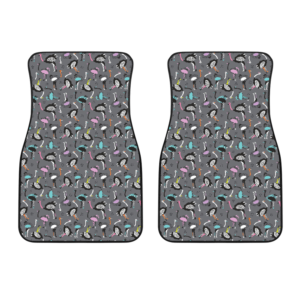Ostrich Pattern Print Design 01 Front Car Mats