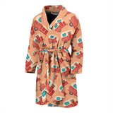 Camper Van Pattern Print Design 03 Men's Bathrobe