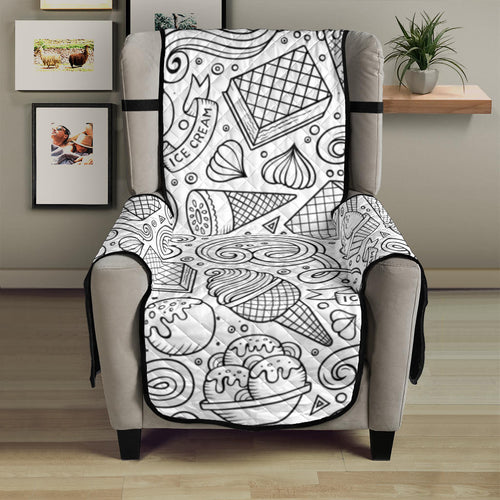 Cartoon hand drawn ice cream black white Chair Cover Protector